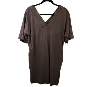 New In Women's Cotton Brown V-Neckline Short Sleeve Dress Size S